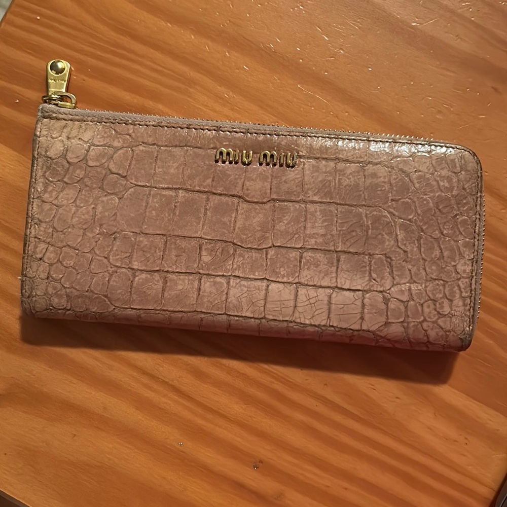 MIU MIU Tan crocodile long wallet